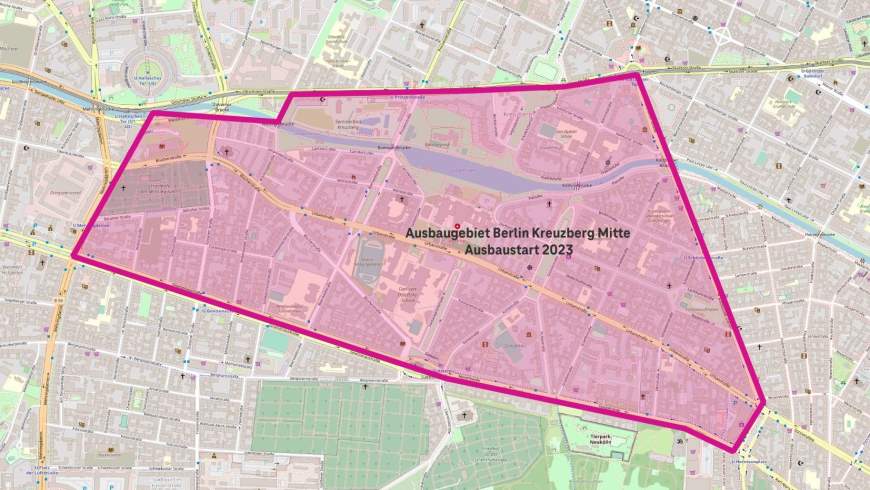 Telekom Glasfaser-Ausbaugebiet Berlin Kreuzberg Mitte - Ausbaustart 2023 - Foto: © Telekom Deutschland GmbH, openstreetmap.org